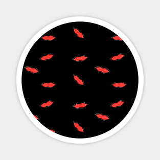 Red lips on black Magnet